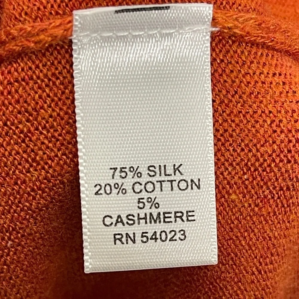 Banana Republic Luxury Brand V-Neck Silk Cashmere Cotton Blend Sweater Orange